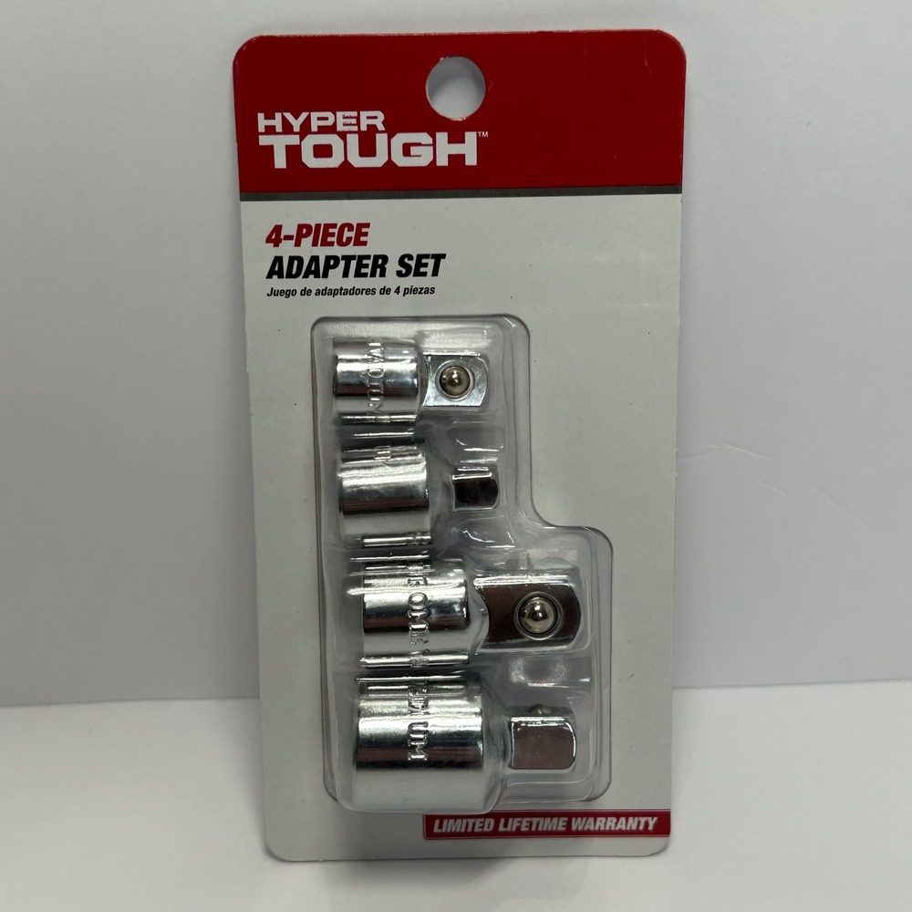 Hyper Tough 4-Piece Socket Adapter Set‎ 1/4 3/8 1/2 Drive Chrome Brand New Tools